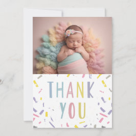 Cute modern baby-tackkort med foto inbjudningar