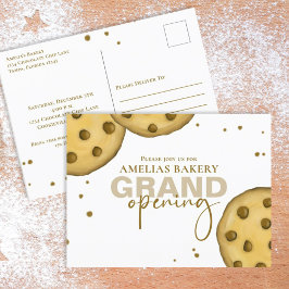 Cute Modern Bakery Grand Open Whimsical Cookie Vykort