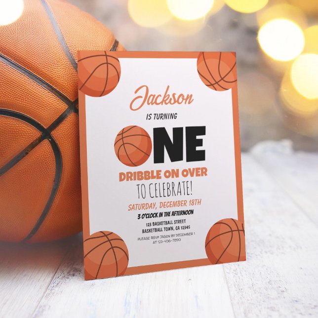 Cute Modern Basketballbudget 1:a födelsedag Inbjud (Skapare uppladdad)