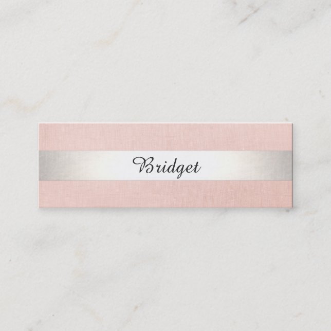 Cute Modern Beauty Silver Stripe Rosa Mini Visitkort (Framsida)