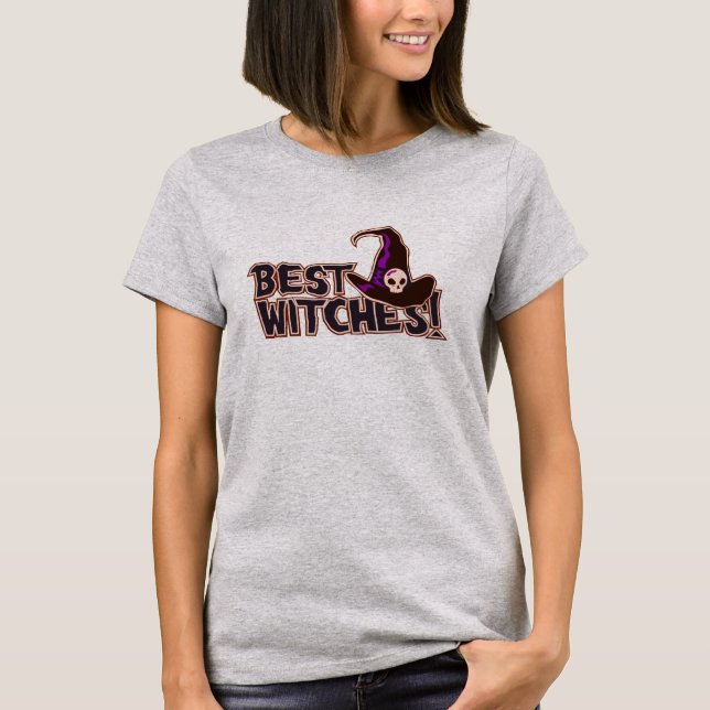 Cute Modern Best Witches Halloween Pun-typografi T Shirt (Framsida)