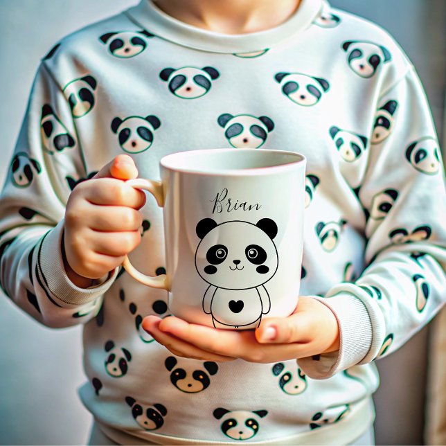 Cute Modern Black and White Panda Kaffemugg (Skapare uppladdad)