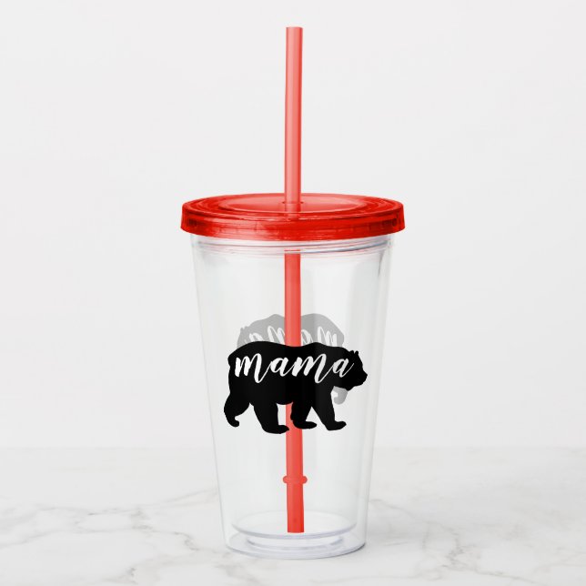 Cute Modern Black & White Mamma Bear Take Away Mugg (Framsida)
