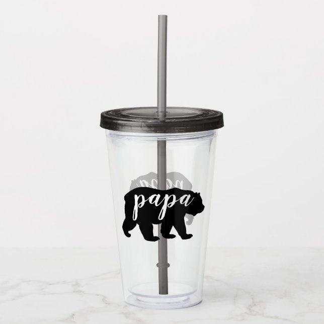 Cute Modern Black & White Pappa Bear Take Away Mugg (Framsida)