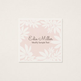 Cute Modern Blek Rosa Blommigt Script-teckensnitt Fyrkantigt Visitkort