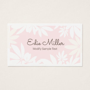 Cute Modern Blek Rosa Blommigt Script-teckensnitt Visitkort