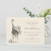 Cute Modern Blommigt Giraffe Simple Baby Shower