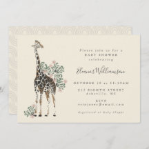 Cute Modern Blommigt Giraffe Simple Baby Shower