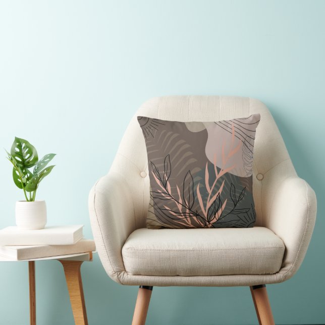 Cute Modern Boho Blommigt Brown Kudde (Stol)
