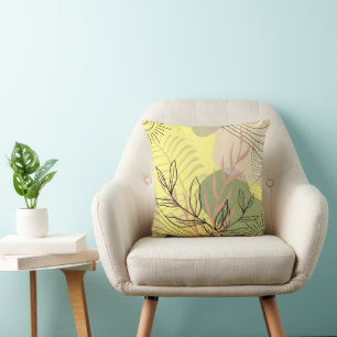 Cute Modern Boho Blommigt Light Gult Kudde