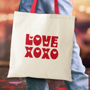 Cute Modern Bold Red Valentines Kärlek XOXO Tygkasse