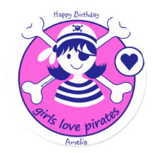 Cute Modern Bright Rosa Girl Pirat