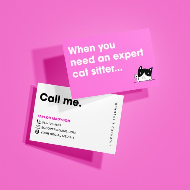 Cute Modern Cat Sitter Pet Visitkort (Skapare uppladdad)