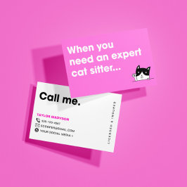 Cute Modern Cat Sitter Pet Visitkort