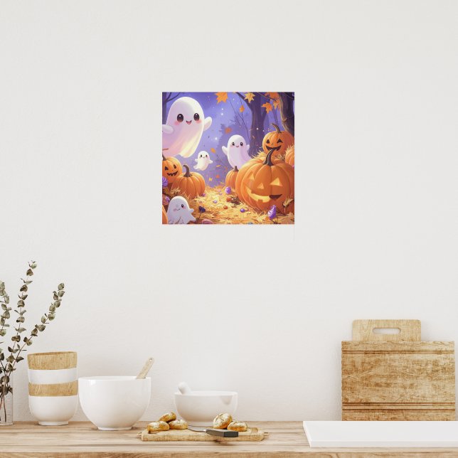 Cute Modern Catchy Lila Halloween Poster (Kök)