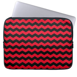 Cute Modern Chevron Zig Zag Black och Red Mönster Laptop Fodral