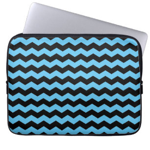 Cute Modern Chevron ZigZag Black och Blue Mönster Laptop Fodral