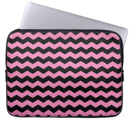 Cute Modern Chevron ZigZag Black och Rosa Mönster Laptop Fodral