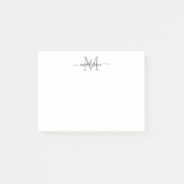 Cute Modern Chic Girly Script Monogram Black Grått Post-it Block