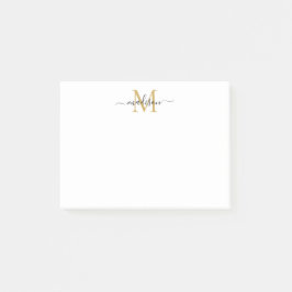 Cute Modern Chic Girly Script Monogram Black Guld Post-it Block