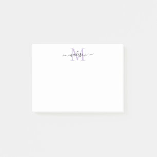 Cute Modern Chic Girly Script Monogram-Lila Post-it Block