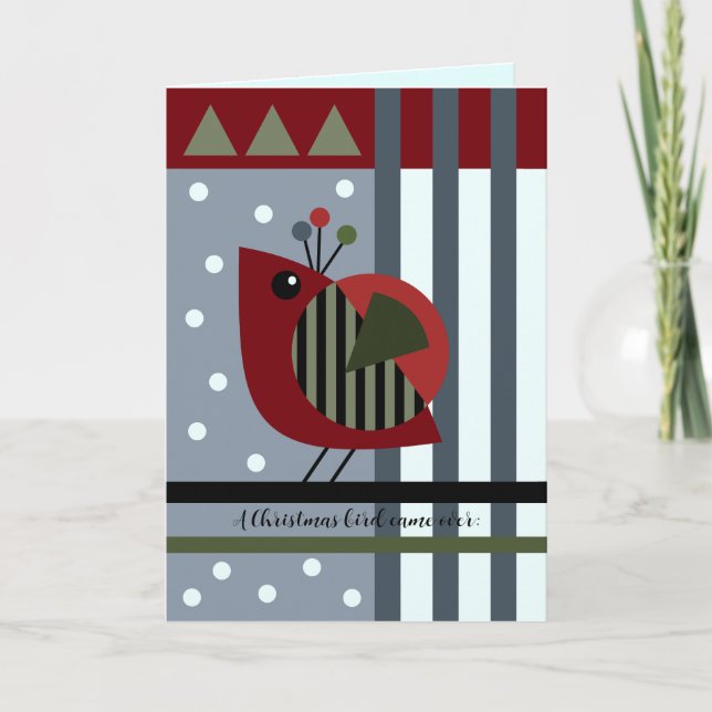 Cute modern christmas-fågel och anpassningsbar helgkort (Framsida)