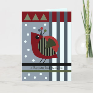 Cute modern christmas-fågel och anpassningsbar helgkort