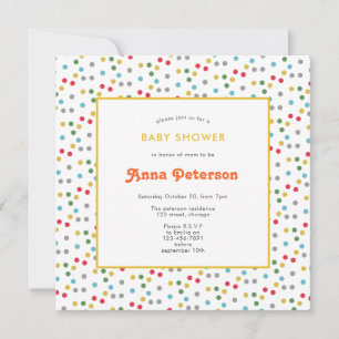 Cute Modern Colorful Dots Gender Neutral Square Inbjudningar