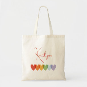 Cute Modern Colorful Rainbow lyssnar på barn flick Tygkasse