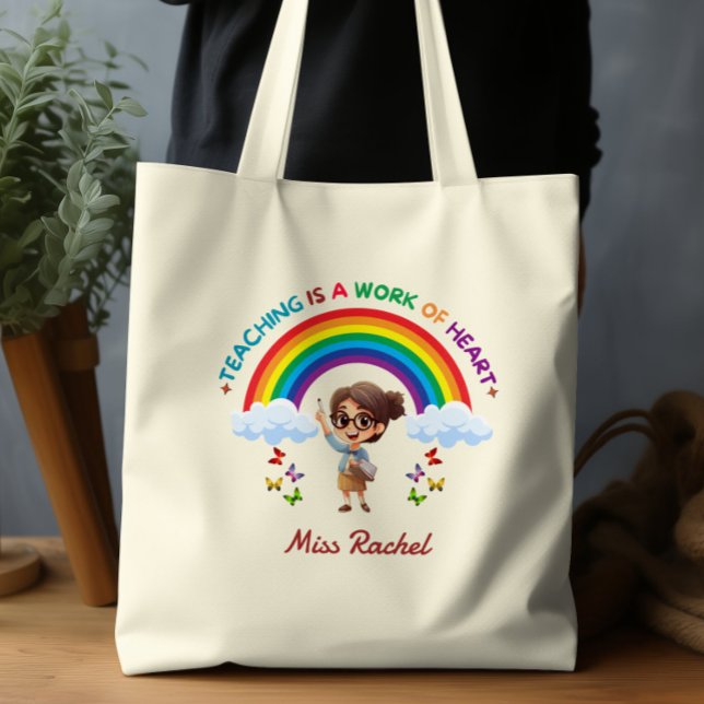 Cute Modern Colorful Rainbow Teacher Tygkasse (Skapare uppladdad)