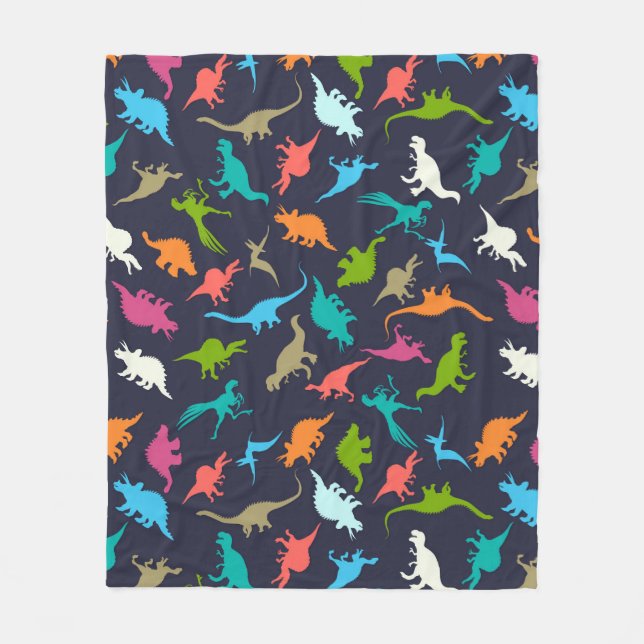 Cute Modern Colorful Roligt Dinosaur Kids Mönster Fleecefilt (Framsidan)