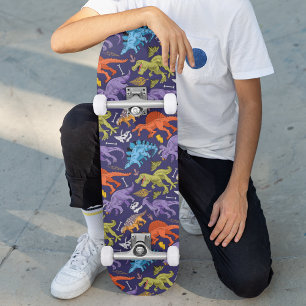 Cute Modern Colorour Roligt Dinosaur Kids Mönster Mini Skateboard Bräda 18,5 Cm