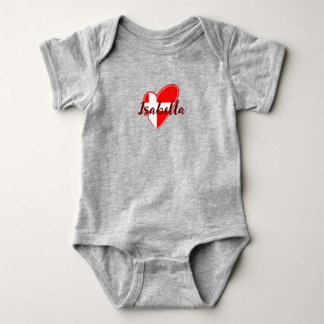Cute Modern Danmark-Flagga eget namn T Shirt (Framsida)