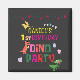 Cute Modern Dino Dinosaur-Barn Födelsedagsfest Magnet