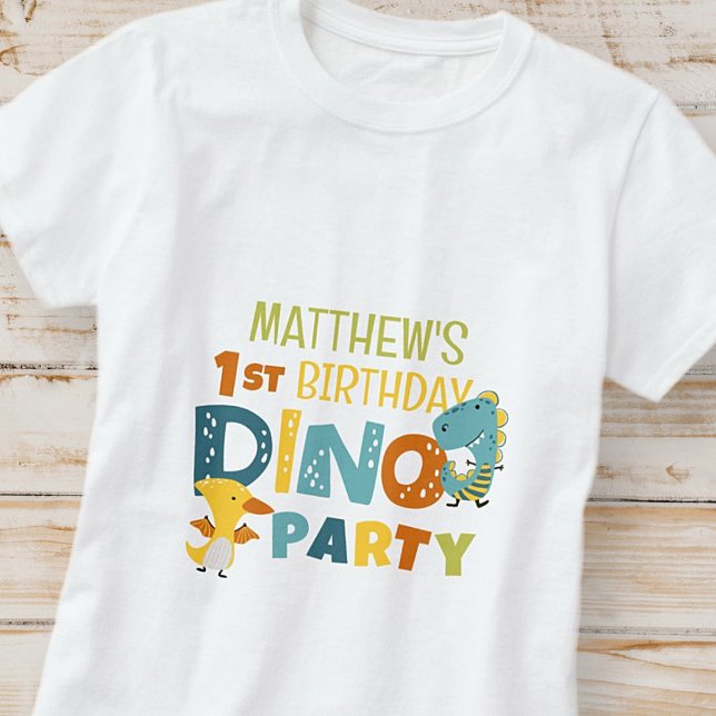 Cute Modern Dino Dinosaur-Barn Födelsedagsfest T Shirt (Skapare uppladdad)