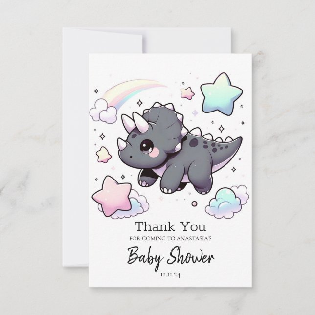 Cute Modern Dinosaur Baby Shower Tack Kort (Framsida)