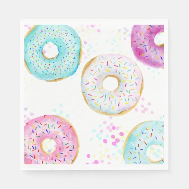 Cute Modern Donut-Födelsedagsfesten Papper Pappersservett (Framsidan)