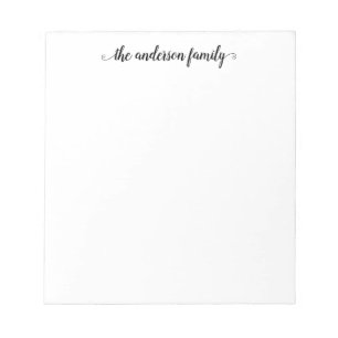 Cute Modern Elegant Black Script Tack Family Anteckningsblock