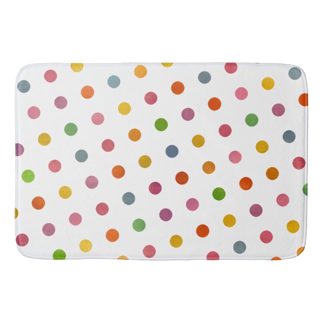 Cute Modern Elegant - enkelt flerfärgat Polka dots Badrumsmatta (Framsidan)