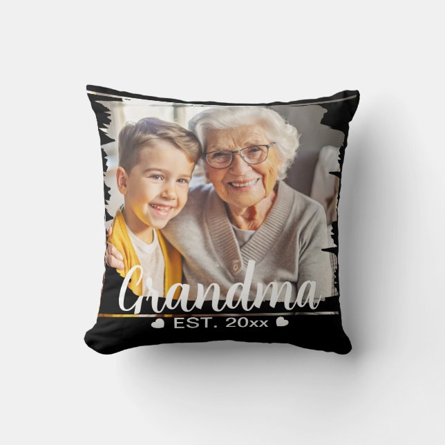 Cute Modern Elegant Grandma Personlig Photo Kudde (Framsida)
