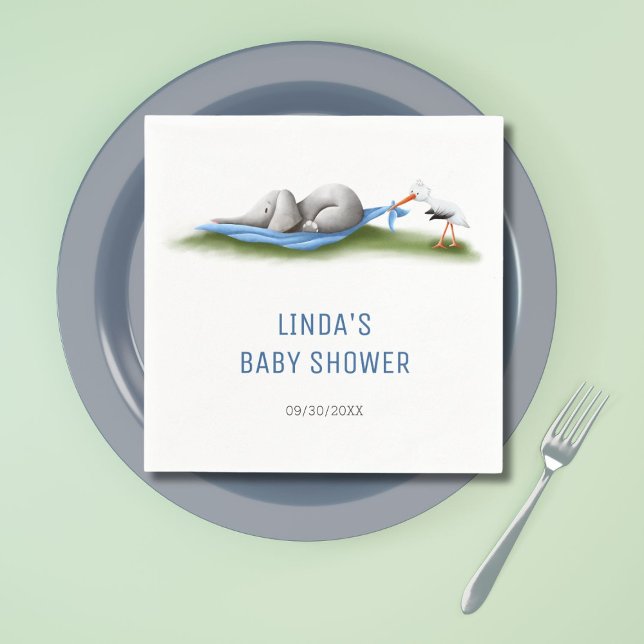 Cute Modern Elephant Boy Shower Pappersservett (Skapare uppladdad)