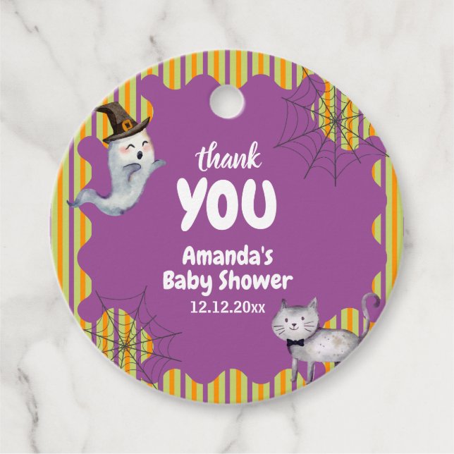 Cute Modern en liten Boo Ghost-babystövel Gåvor Etiketter (Framsida)