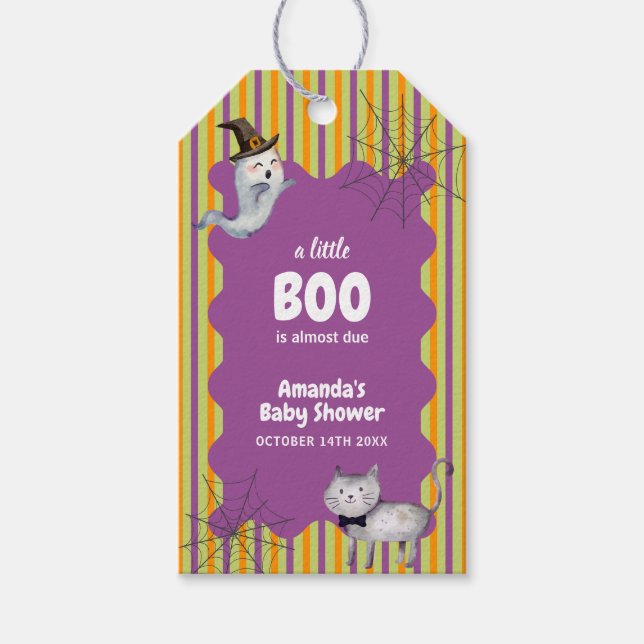 Cute Modern en liten Boo Ghost-babystövel Presentetikett (Framsidan)
