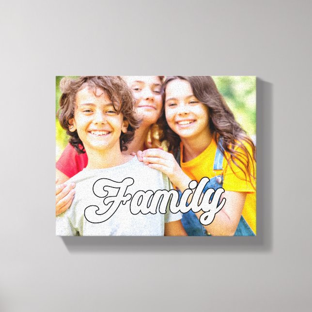 Cute Modern Family Photo Typography Overlay Canvastryck (Framsida)