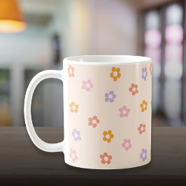 Cute Modern Färgad Daisy Mönster Kaffemugg