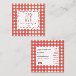 Cute Modern Farmhouse Gingham Bakery Fyrkantigt Visitkort