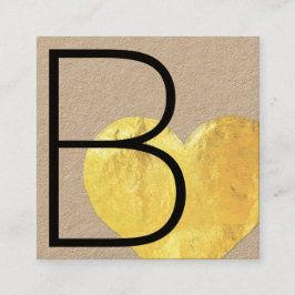 Cute Modern Faux Gold Foil Heart Kraft Fyrkantigt Visitkort