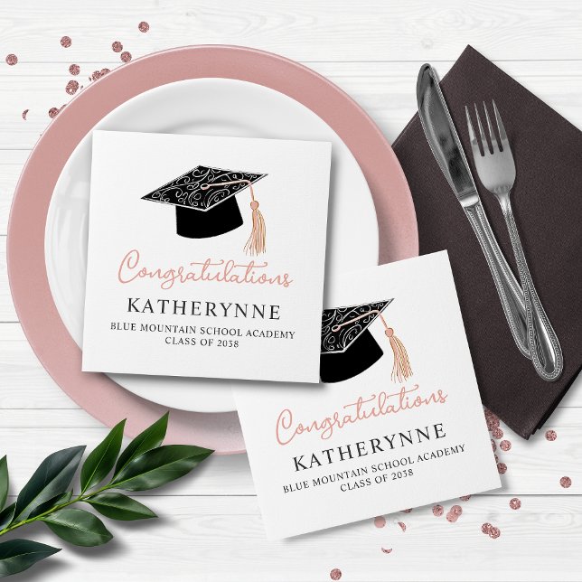Cute Modern Feminine Studentfest Pappersservett (Cute Modern Feminine Graduation Party Napkins)