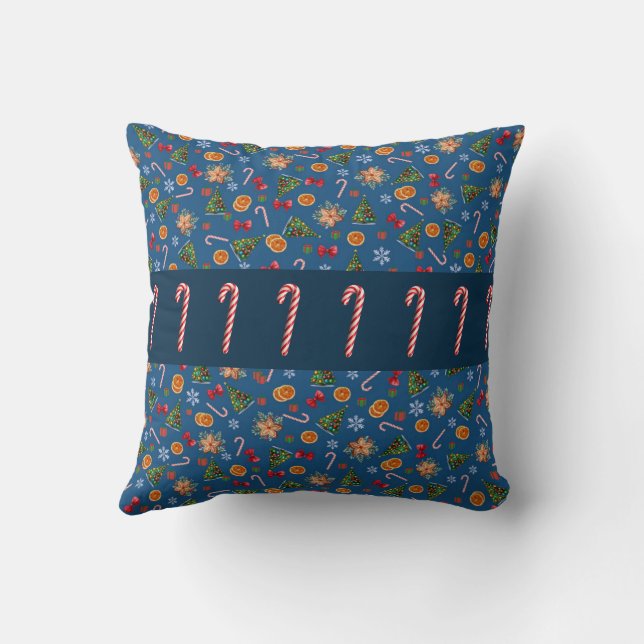 Cute Modern Festive Candy cane jul Kudde (Baksida)