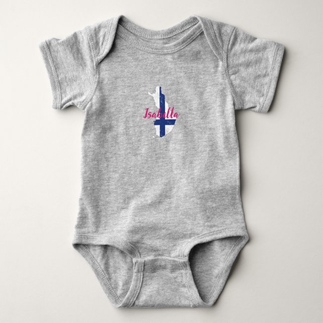 Cute Modern Finland Flagga karta Finlands tullnamn T Shirt (Framsida)